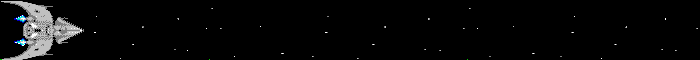 Animation of a space ship flying across the screen